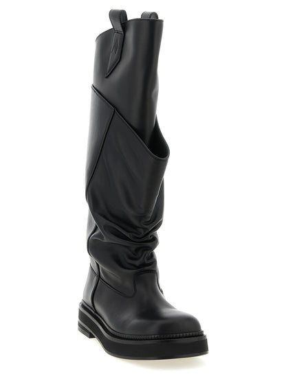 The Attico Black Calfskin Over The Knee