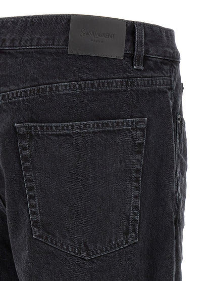 Saint Laurent Black Cotton Relaxed Fit Jeans