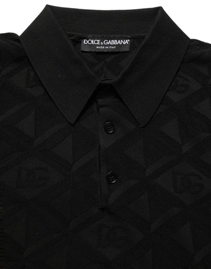 Dolce & Gabbana Black Silk Short Sleeve Knit Polo T-shirt