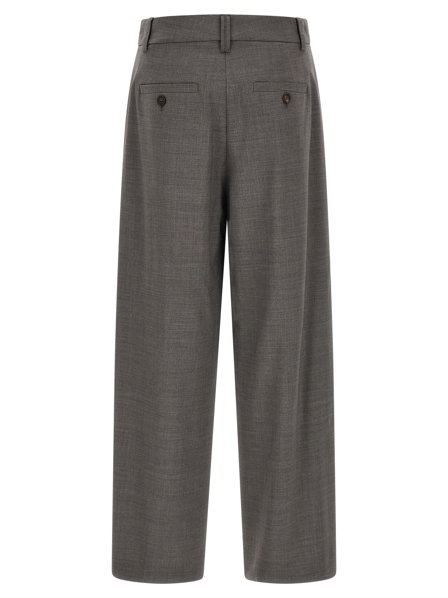 Brunello Cucinelli Gray Virgin Wool Cropped Pants