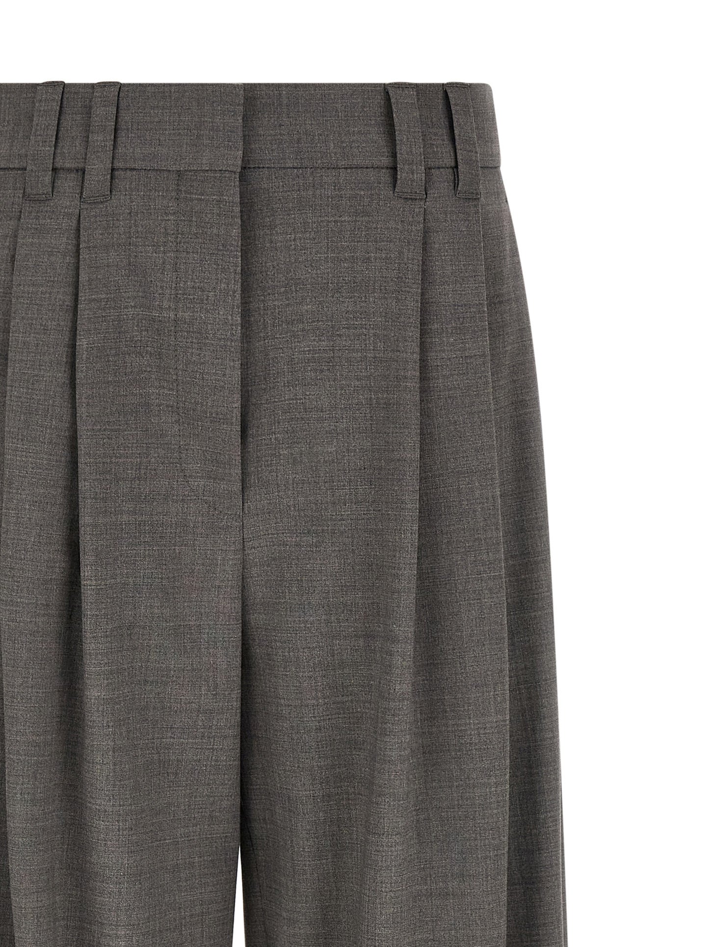 Brunello Cucinelli Gray Virgin Wool Cropped Pants
