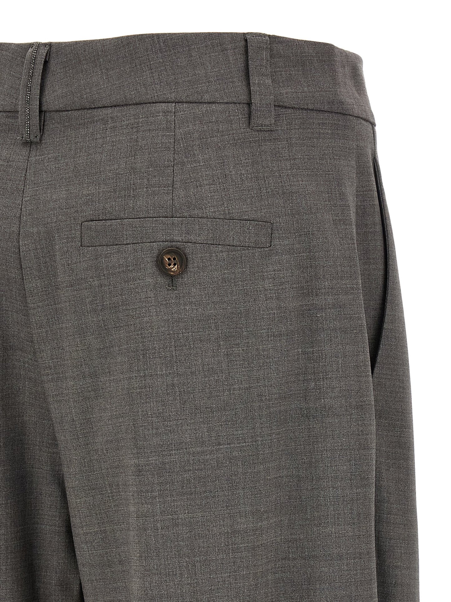 Brunello Cucinelli Gray Virgin Wool Cropped Pants