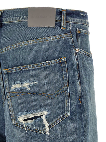 Balenciaga Blue Cotton Relaxed Fit Jeans
