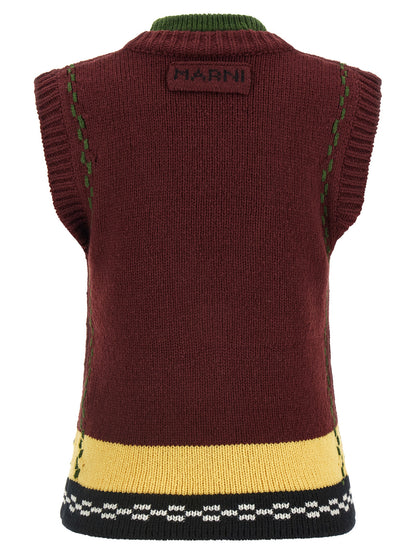 Marni Bordeaux Wool Sleeveless Jacket