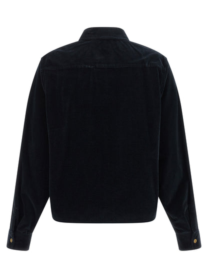Max Mara Blue Cotton Full-Length Jacket