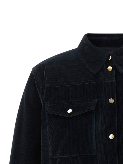 Max Mara Blue Cotton Full-Length Jacket