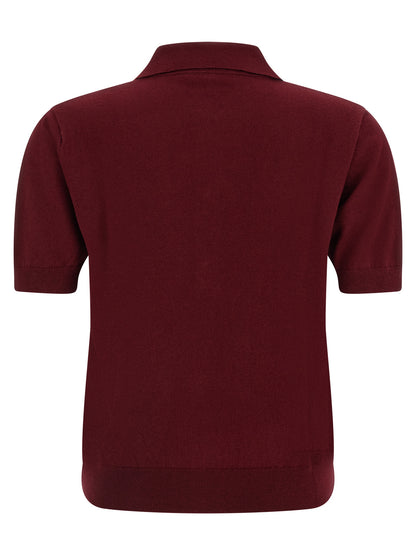 'S Max Mara Bordeaux Cotton Polo Shirt