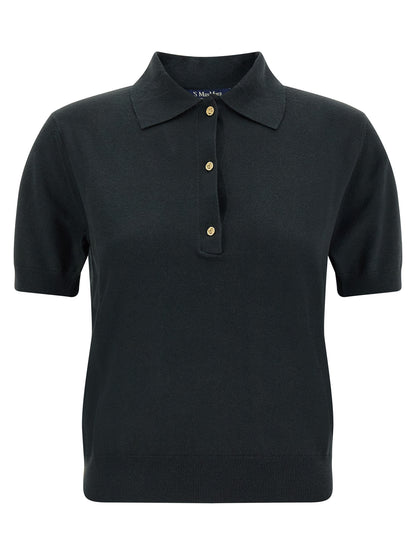 'S Max Mara Black Cotton Polo Shirt