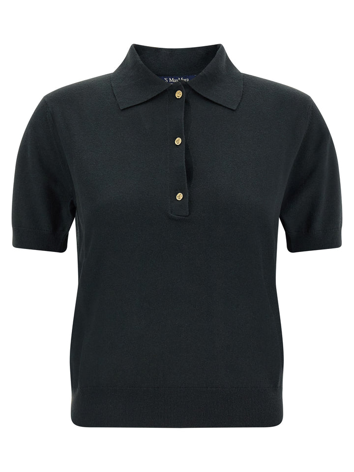'S Max Mara Black Cotton Polo Shirt