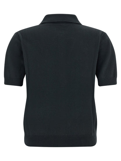 'S Max Mara Black Cotton Polo Shirt