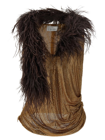 Giuseppe Di Morabito Gold Polyamide Tank Tops