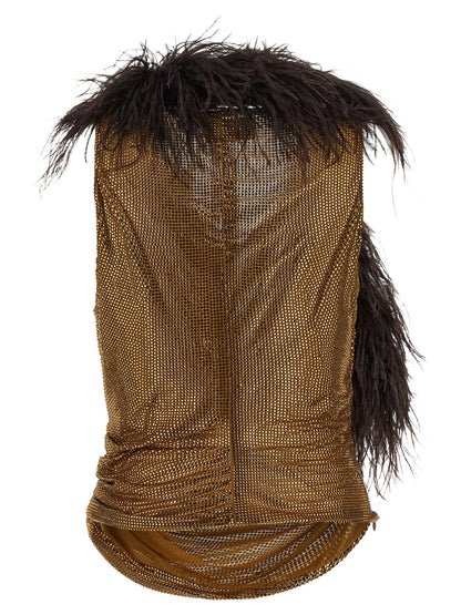 Giuseppe Di Morabito Gold Polyamide Tank Tops
