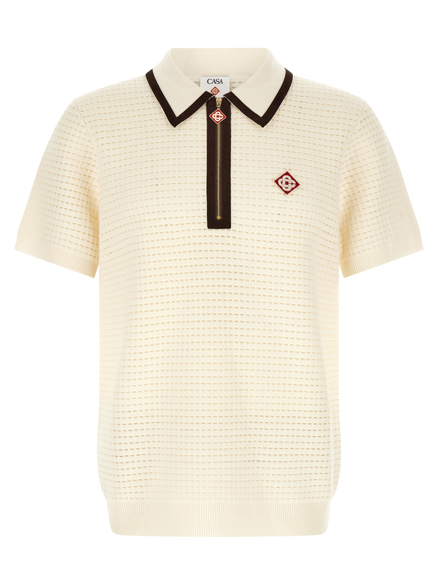 Casablanca White Wool Polo Shirt