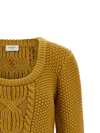 Saint Laurent Bicolor Wool Cardigan