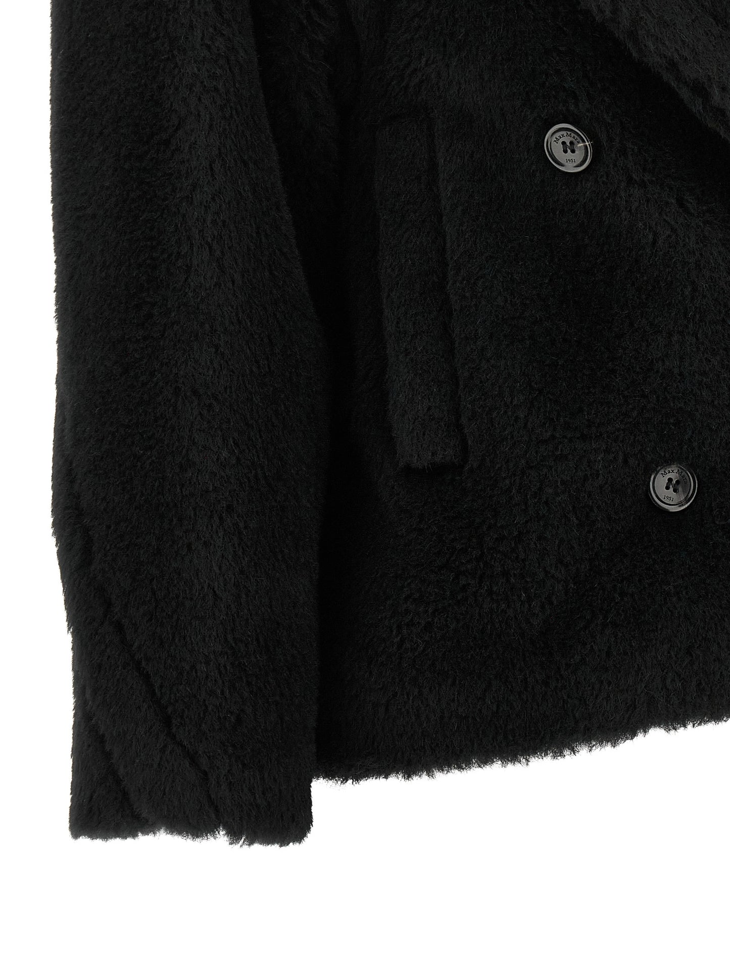 Max Mara Black Alpaca Leather Coat