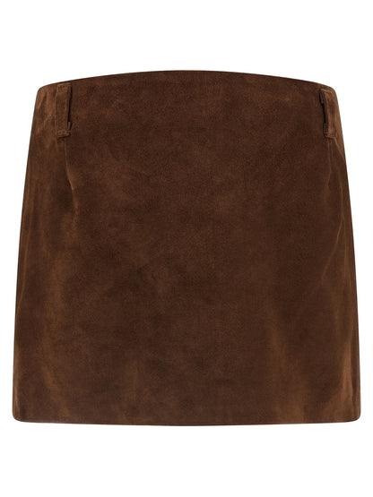 Marni Brown Calfskin Long Skirt