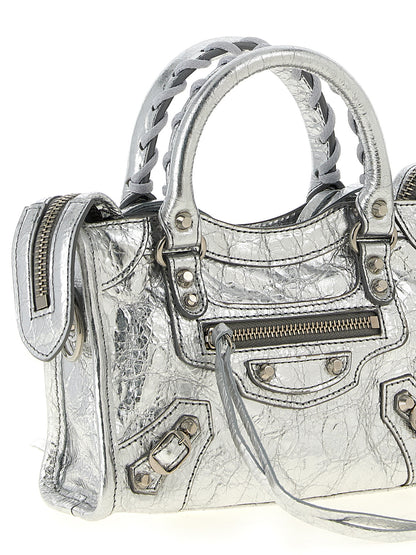 Balenciaga Silver Lamb Leather Crossbody Bag
