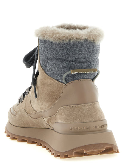 Brunello Cucinelli Beige Calfskin Ankle Boots