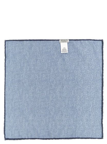 Brunello Cucinelli Blue Silk Pocket Square