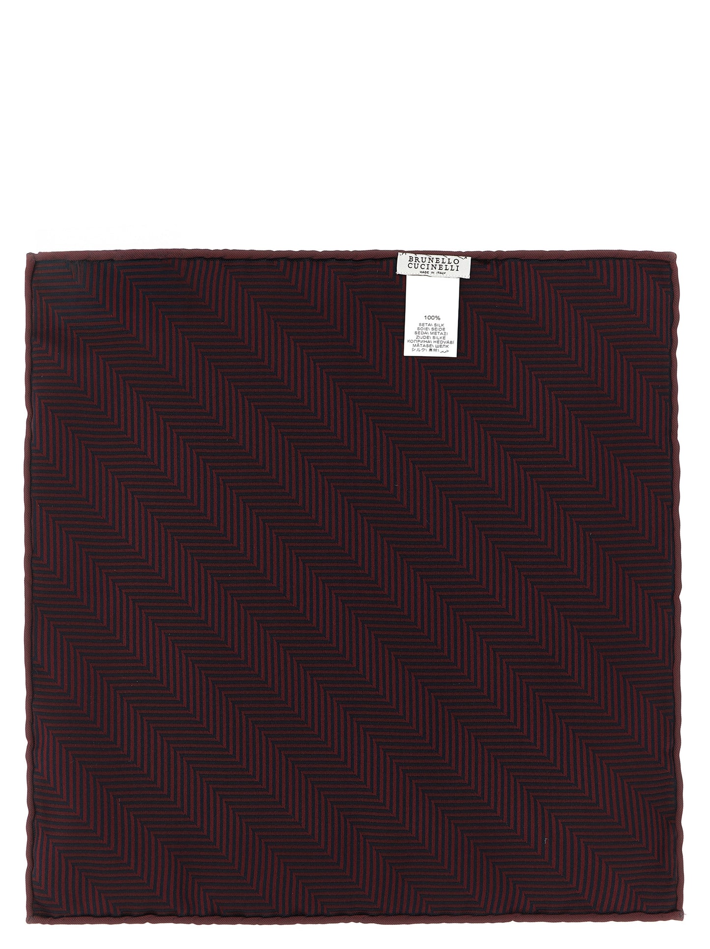 Brunello Cucinelli Bordeaux Silk Pocket Square