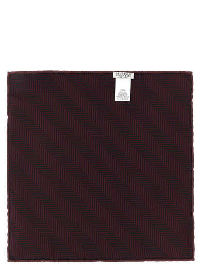 Brunello Cucinelli Bordeaux Silk Pocket Square