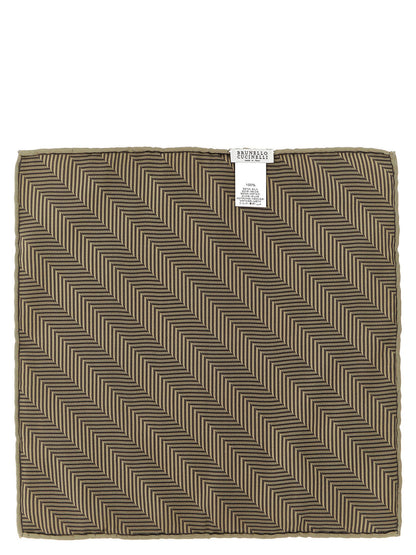 Brunello Cucinelli Beige Silk Pocket Square