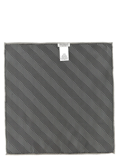 Brunello Cucinelli Gray Silk Pocket Square