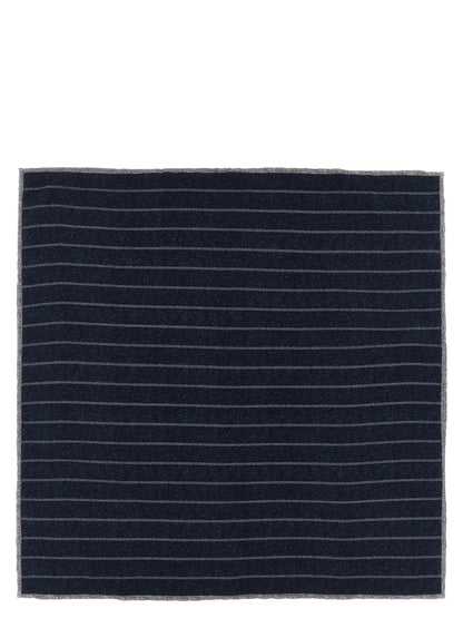 Brunello Cucinelli Blue Silk Pocket Square
