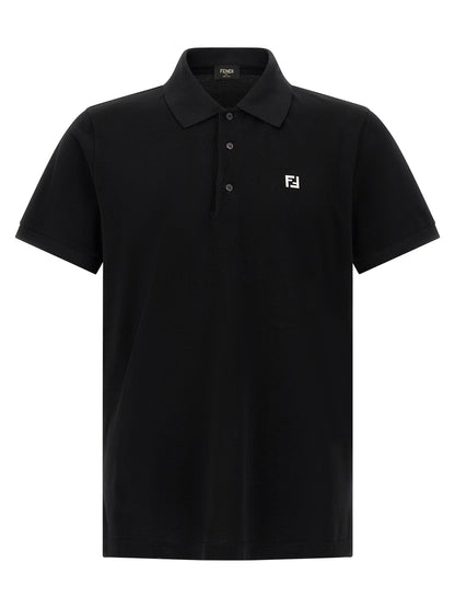 Fendi Black Cotton Polo Shirt