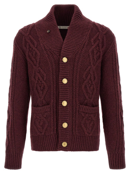 Brunello Cucinelli Bordeaux Cashmere Cardigan
