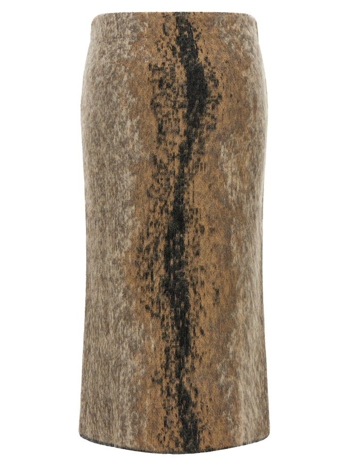NUDE Brown Wool Midi Skirt