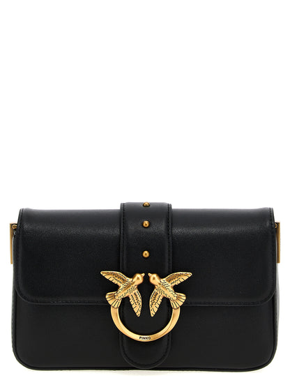 PINKO Black Calfskin Shoulder Bag