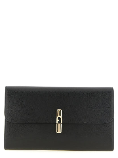 Furla Black Calfskin Clutch Bag
