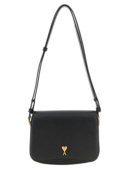 Ami Paris Black Cowhide Crossbody Bag