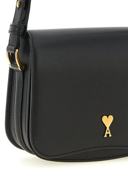 Ami Paris Black Cowhide Crossbody Bag