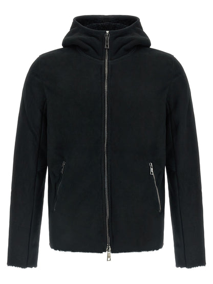 GIORGIO BRATO Black Lamb Leather Sweatshirt