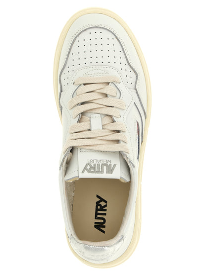 Autry Silver Cowhide Low Top Sneakers
