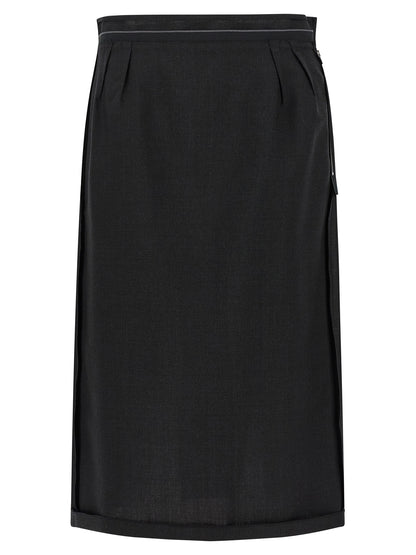 Maison Margiela Black Virgin Wool Midi Skirt