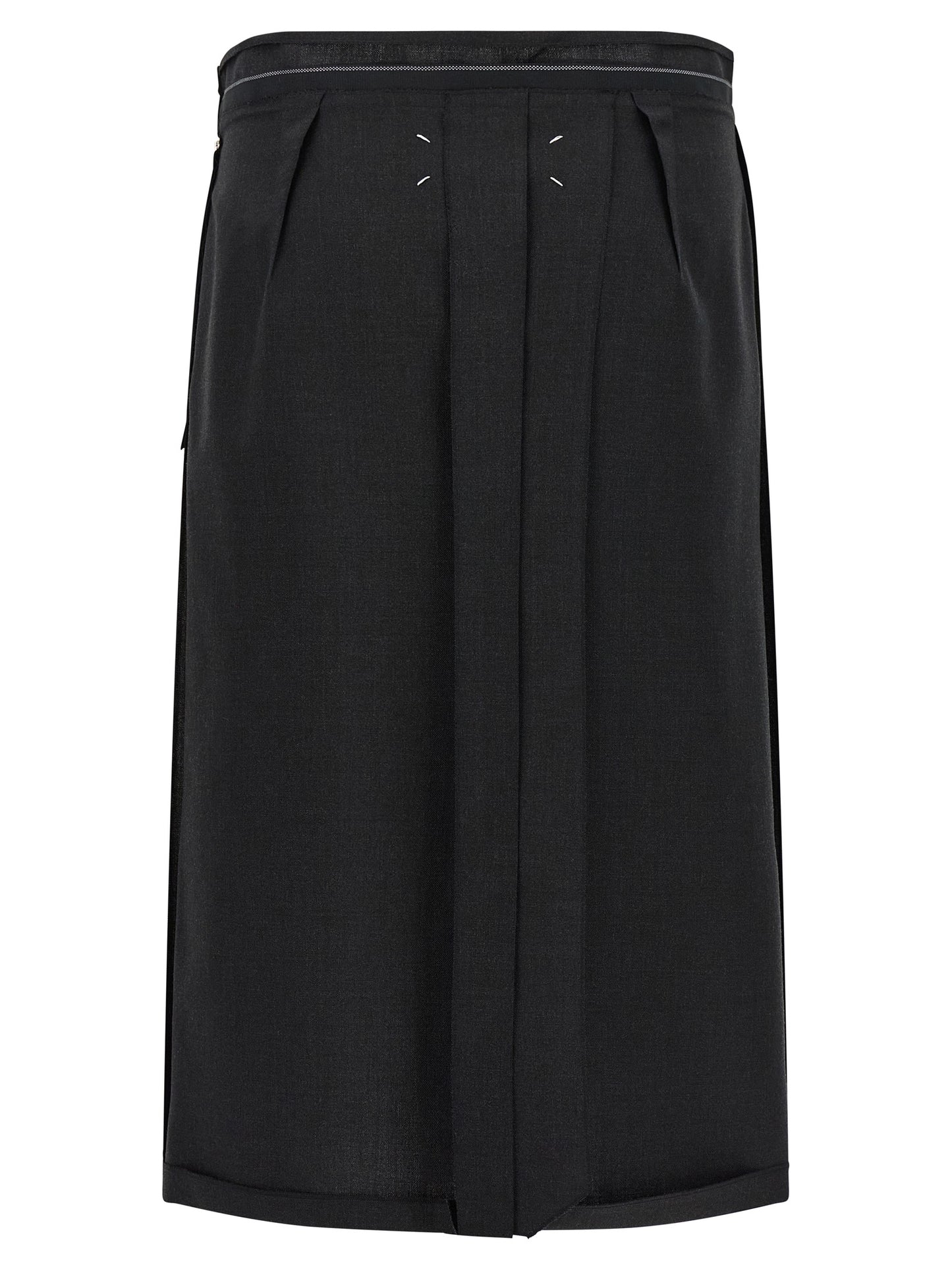 Maison Margiela Black Virgin Wool Midi Skirt