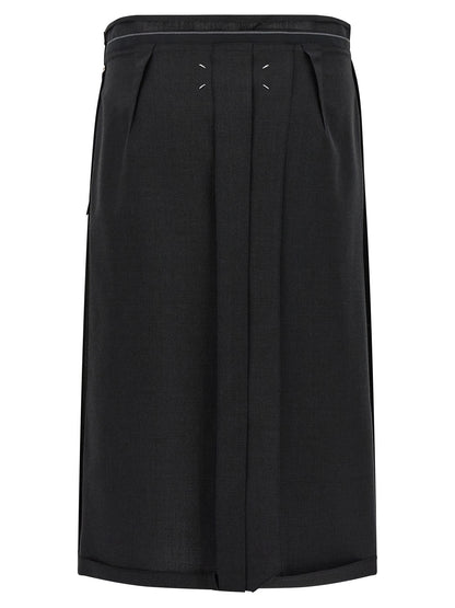 Maison Margiela Black Virgin Wool Midi Skirt