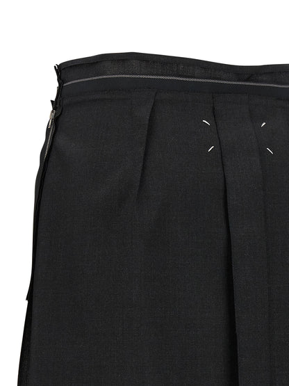 Maison Margiela Black Virgin Wool Midi Skirt