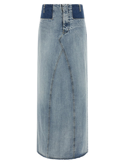 Maison Margiela Blue Cotton Mini Skirt