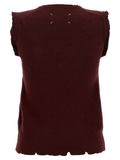 Maison Margiela Bordeaux Virgin Wool Sleeveless Jacket