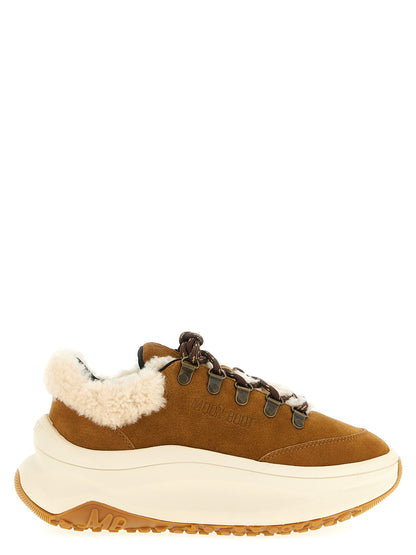 Moon Boot Beige Leather Chunky Sneakers