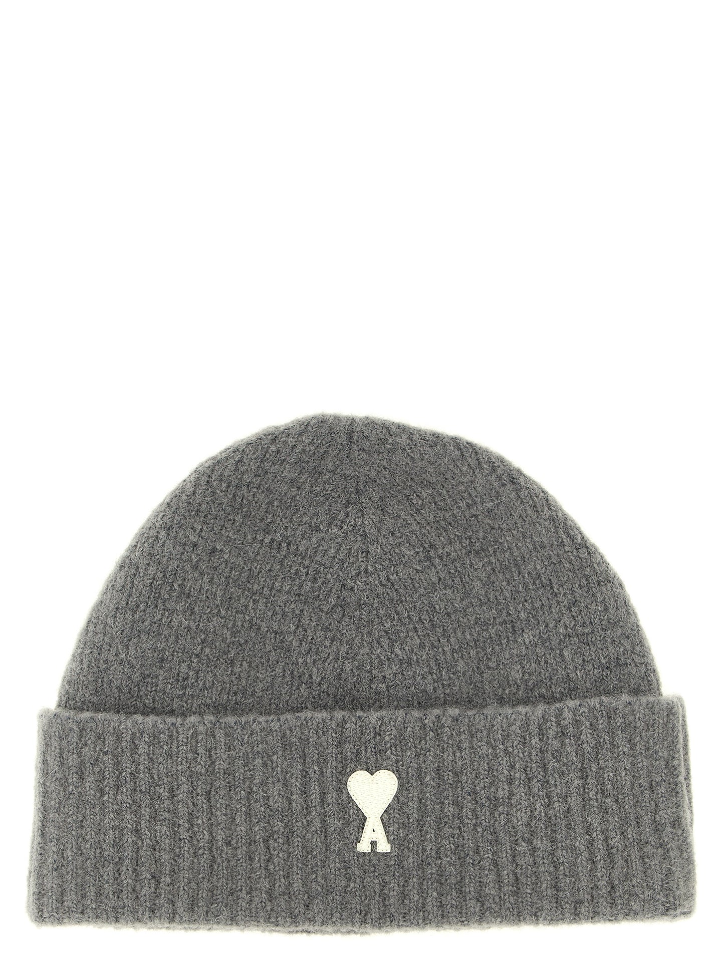 Ami Paris Gray Alpaca Leather Beanie