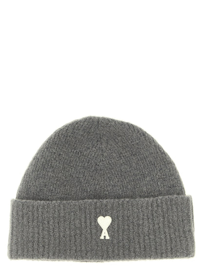 Ami Paris Gray Alpaca Leather Beanie