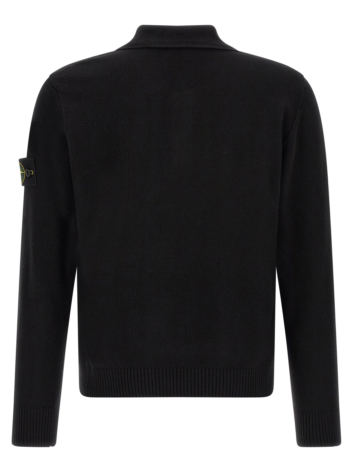 Stone Island Black Virgin Wool Polo Shirt