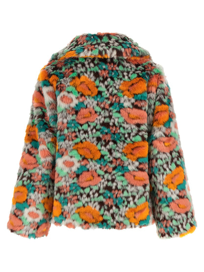 FARM RIO Multicolor Marabou Full-Length Jacket