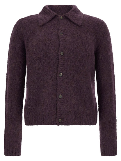 Dries Van Noten Purple Wool Cardigan
