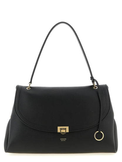 Ferragamo Black Calfskin Shoulder Bag